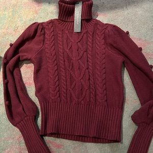 BCBG Max Azria - Cable-Knit Pom-Pom Sweater